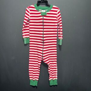 Hanna Andersson 18-24m Christmas Romper Zip Up Footless Pajamas Red White Green